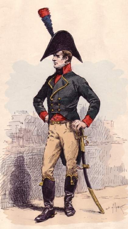 Napolon et Josphine taient escorts des Gardes d'honneur de la ville de Malines, uniforme de 1803, dessin colori par J. Hilpert.